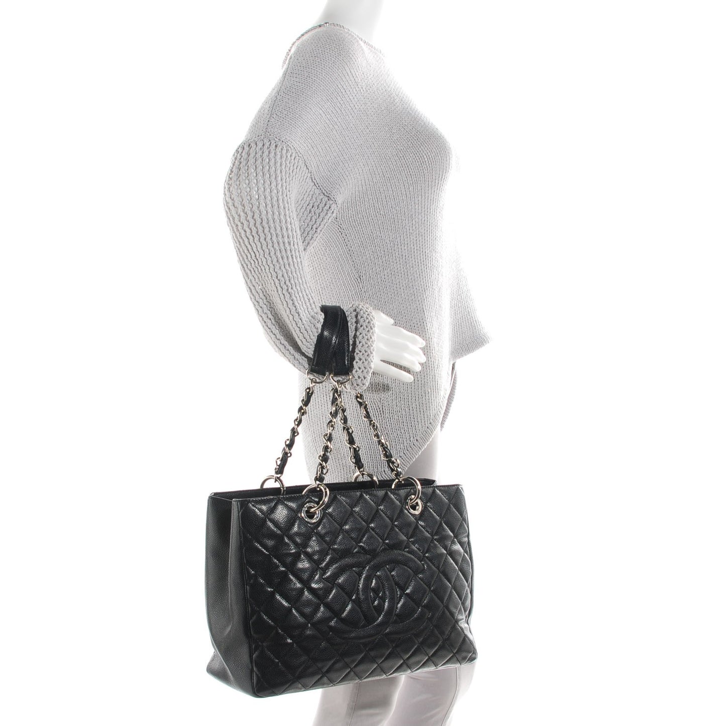 Caviar Quilted Grand Shopping Tote GST Black