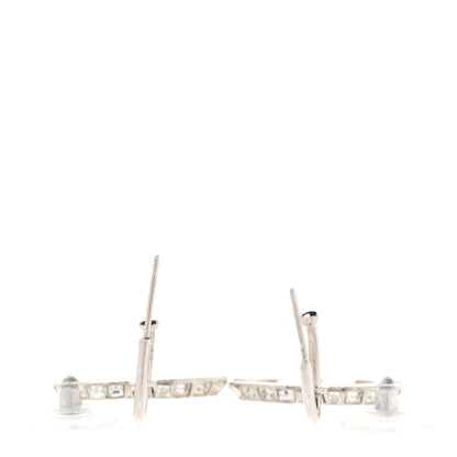 Chanel Baguette Crystal CC Dangle Earrings Silver 3 of 5