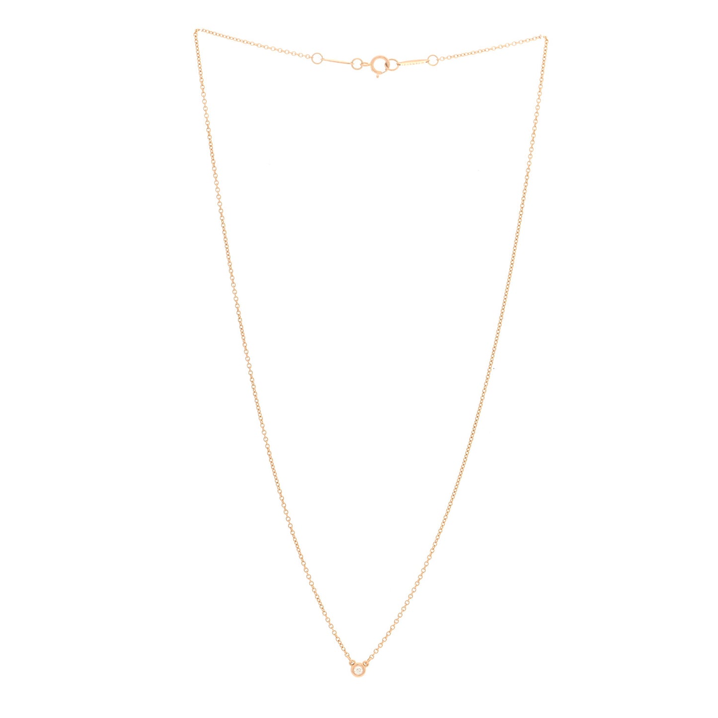 18K Rose Gold Diamond .04ct Elsa Peretti Diamonds by the Yard Pendant Necklace