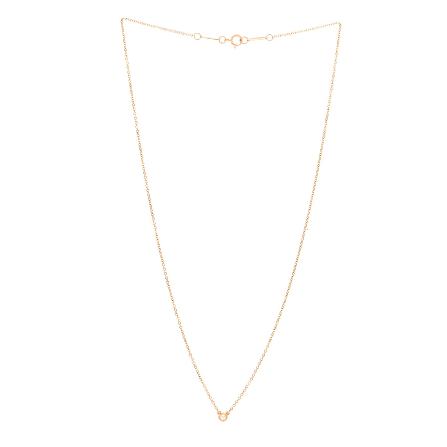 Tiffany 18K Rose Gold Diamond .04ct Elsa Peretti Diamonds by the Yard Pendant Necklace 3 of 4