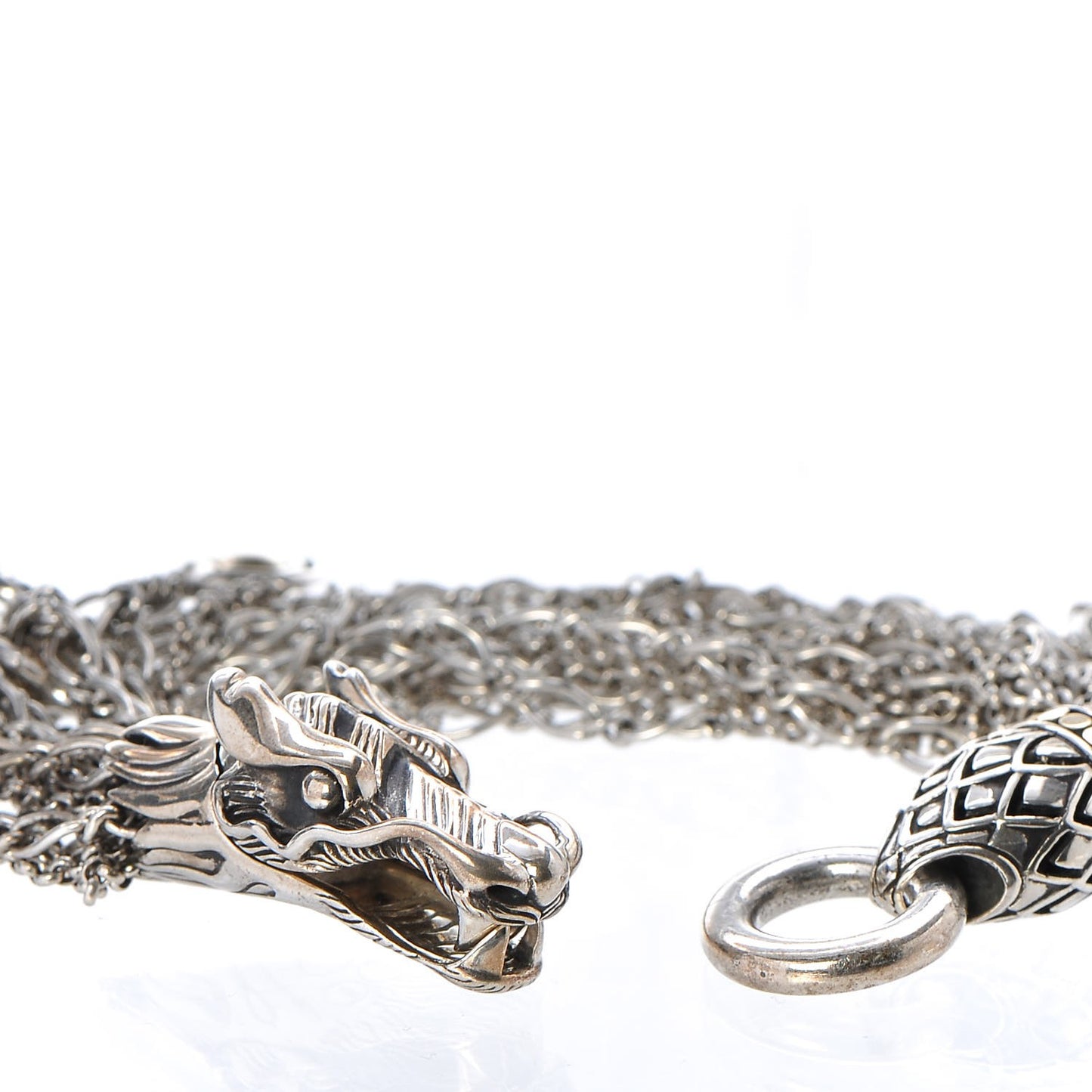 Sterling Silver 18K Yellow Gold Naga Dragon Multi Strand Chain Bracelet