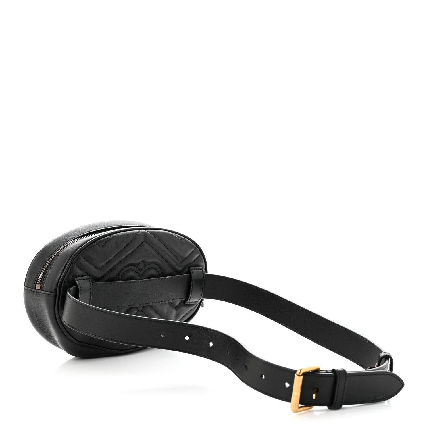 Gucci Calfskin Matelasse GG Marmont Belt Bag 85 34 Black 3 of 14
