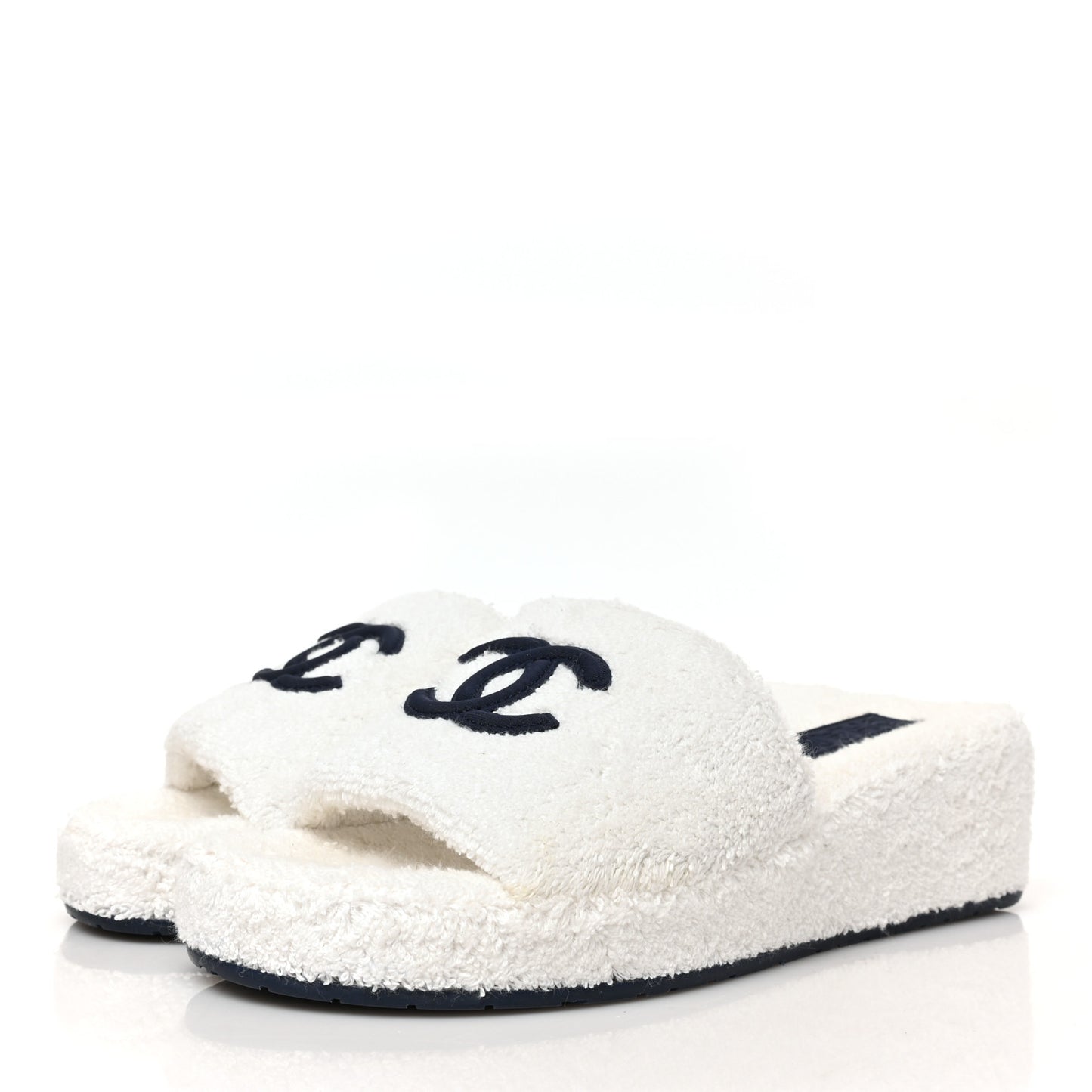 Terry CC Flat Mules Sandals 38 White Navy
