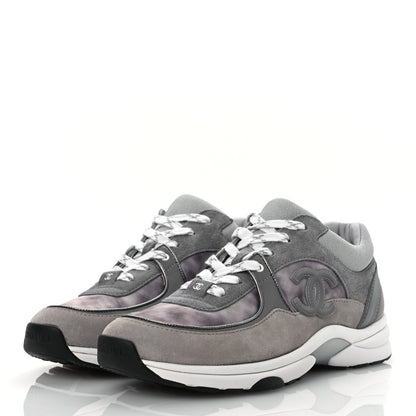 Chanel Fabric Suede Calfskin CC Sneakers 40 Dark Grey Grey 4 of 11