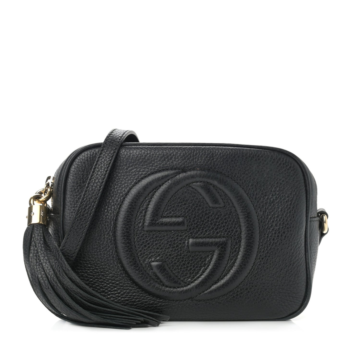 Pebbled Calfskin Small Soho Disco Bag Black
