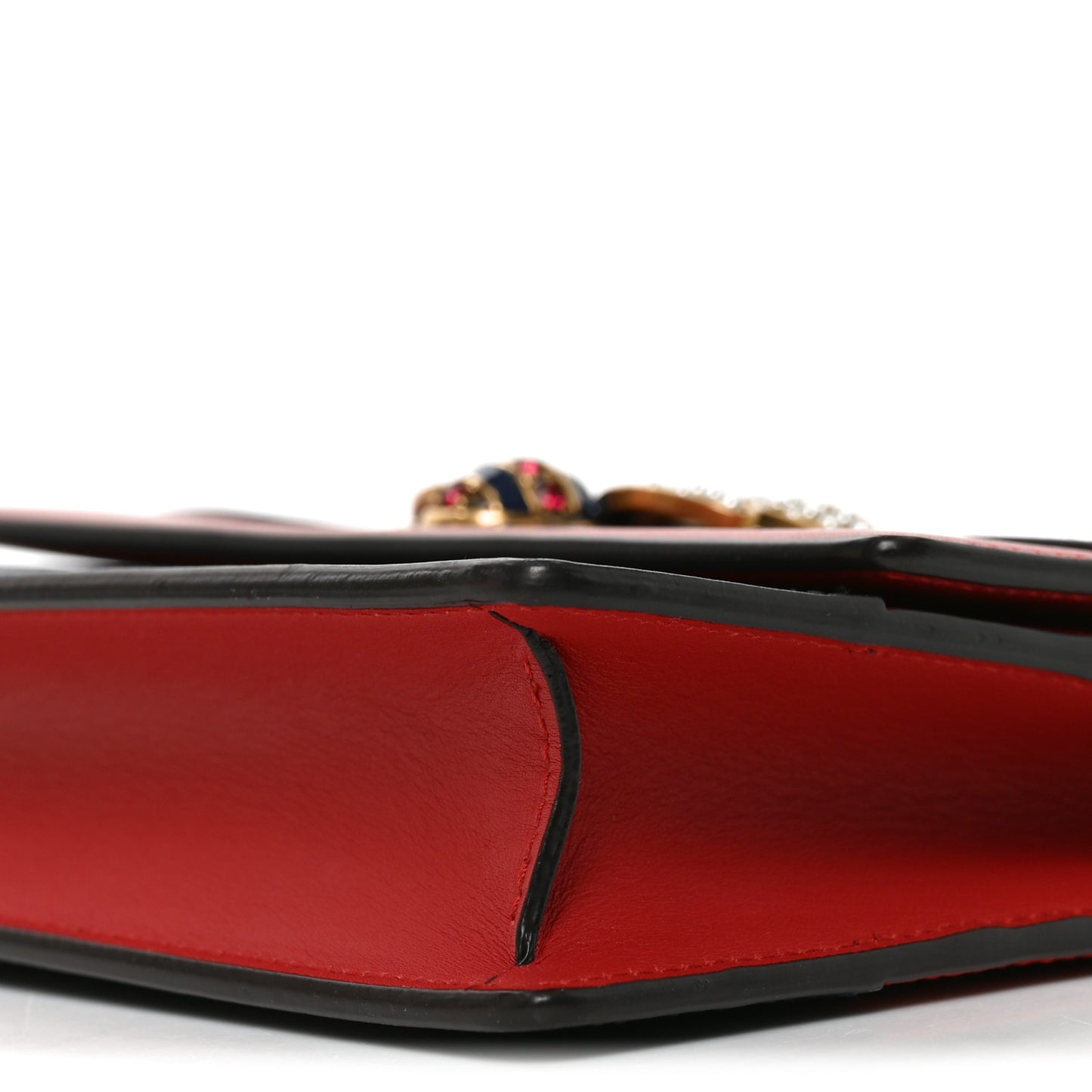 Calfskin Queen Margaret Chain Wallet Blue Agata Hibiscus Red Mystic White