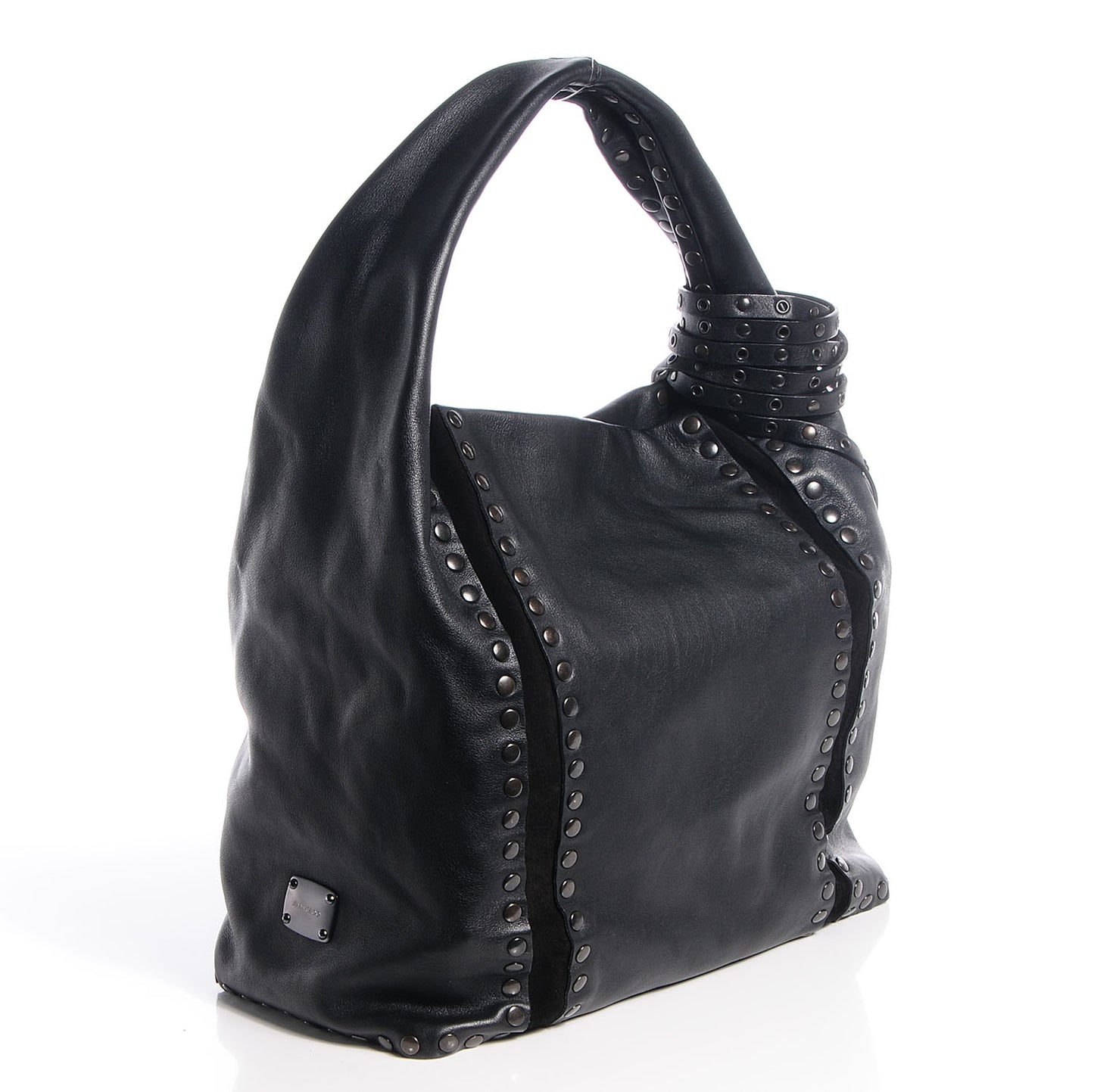 Leather Studded Medium Saba Hobo Black