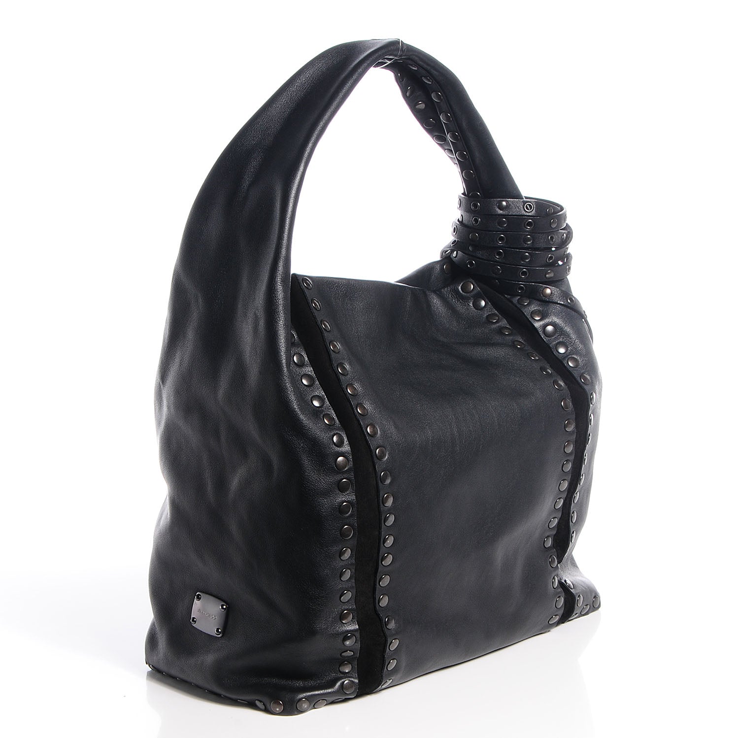 Jimmy Choo Leather Studded Medium Saba Hobo Black 3 of 9