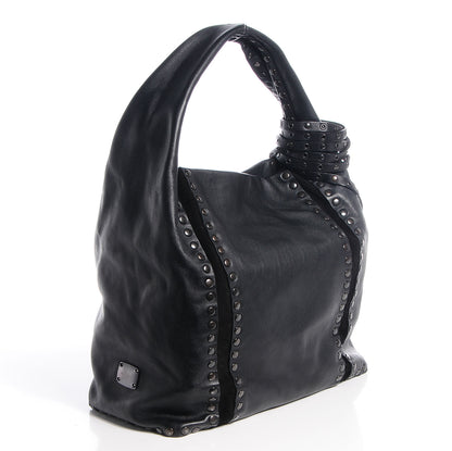 Jimmy Choo Leather Studded Medium Saba Hobo Black 3 of 9