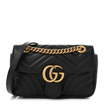 Gucci Calfskin Matelasse Mini GG Marmont Shoulder Bag Black 1 of 10