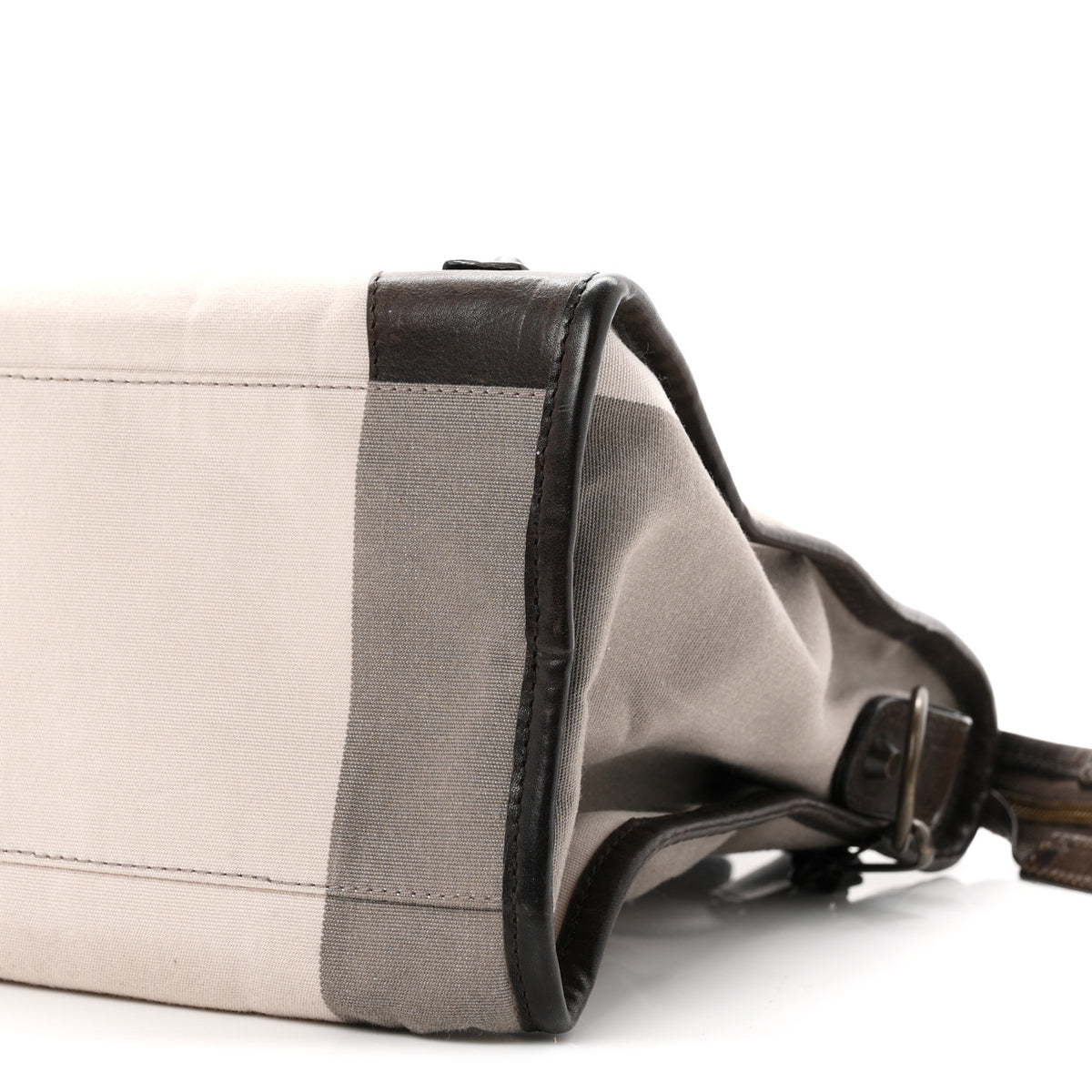 Agneau Canvas Striped Raye Classic Hardware City Brown Grey