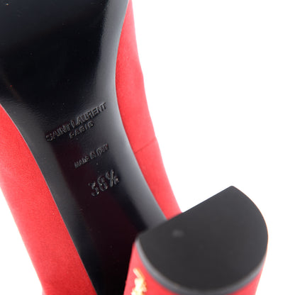 Saint Laurent Suede Loulou 70 Ankle Strap Pumps 38.5 Red 8 of 10