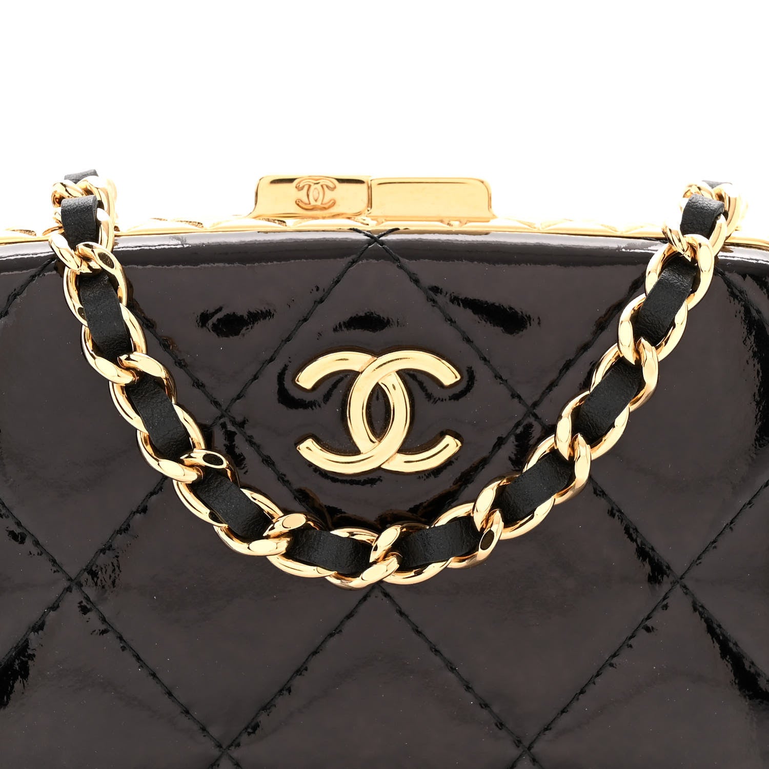 Chanel Glazed Goatskin Quilted Small Box With Chain Black 9 of 11