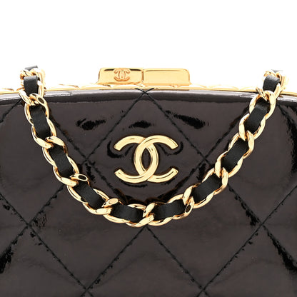 Chanel Glazed Goatskin Quilted Small Box With Chain Black 9 of 11
