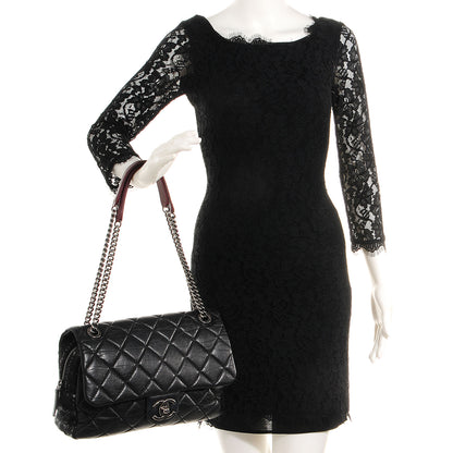 Chanel Aged Calfskin Tweed Jumbo New Portobello Flap Black 2 of 8
