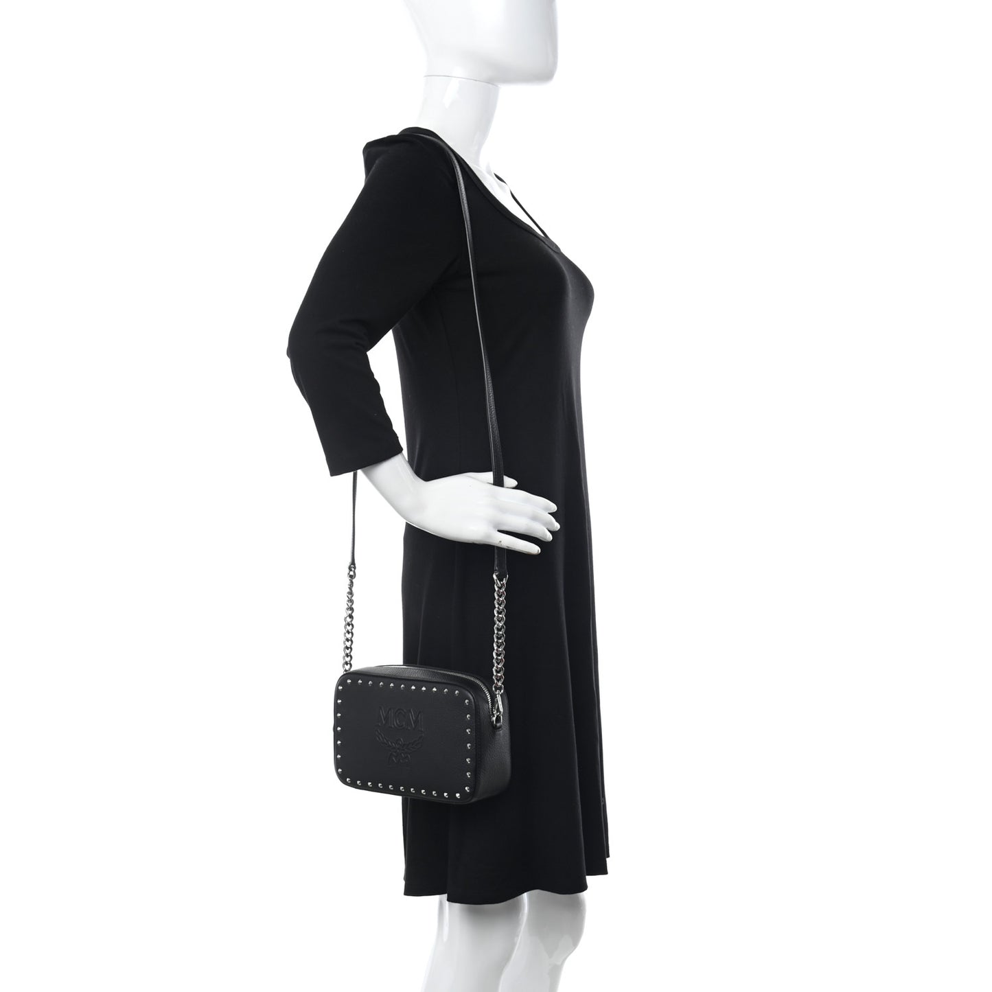 Calfskin Chanswell Studded Camera Bag Black