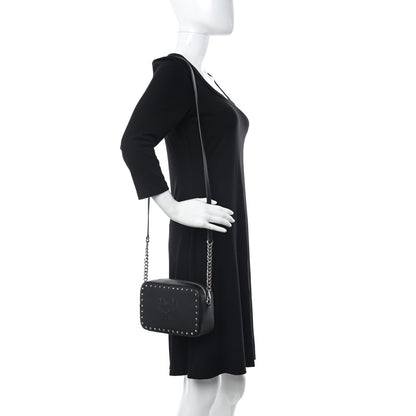 MCM Calfskin Chanswell Studded Camera Bag Black 2 of 10