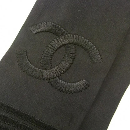 Chanel Long Silk CC Logo Stitched Scarf Black 3 of 5