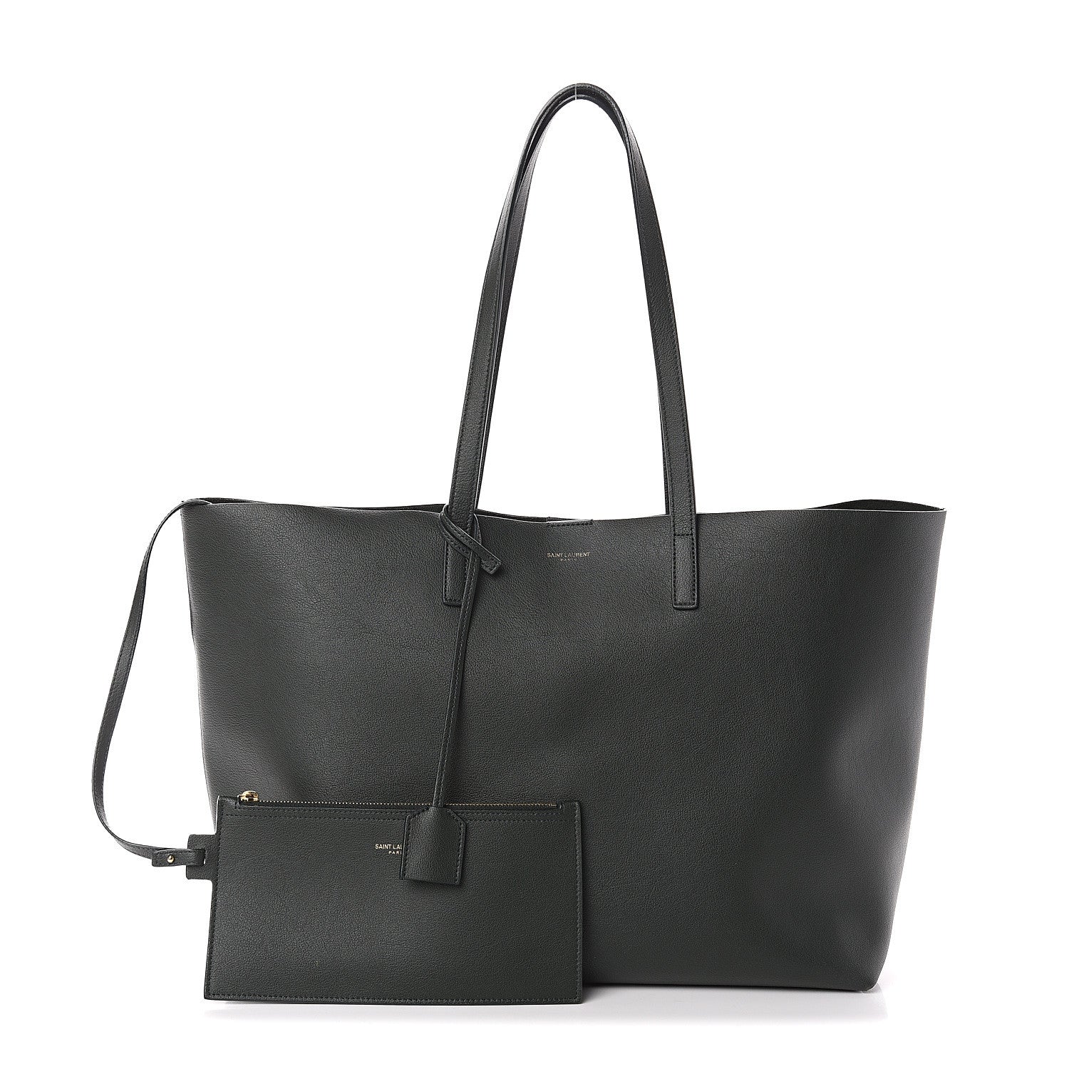 Saint Laurent Calfskin Large Shopping Tote Dark Green 1 of 8