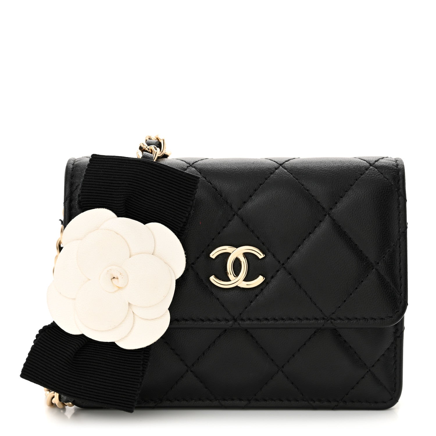 Chanel Lambskin Quilted My Chanel Lady Card Holder On Chain Black 1 of 12