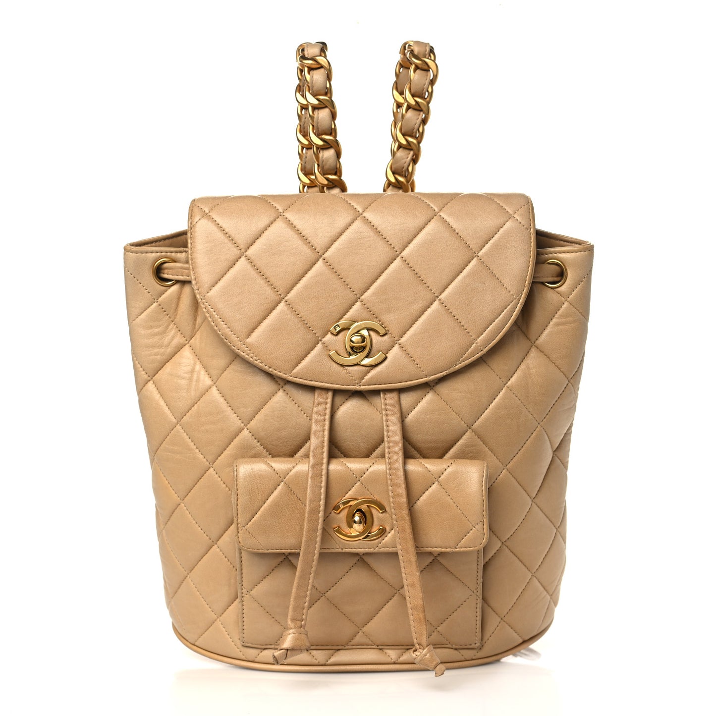 Lambskin Quilted Backpack Beige