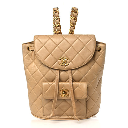 Chanel Lambskin Quilted Backpack Beige 1 of 12