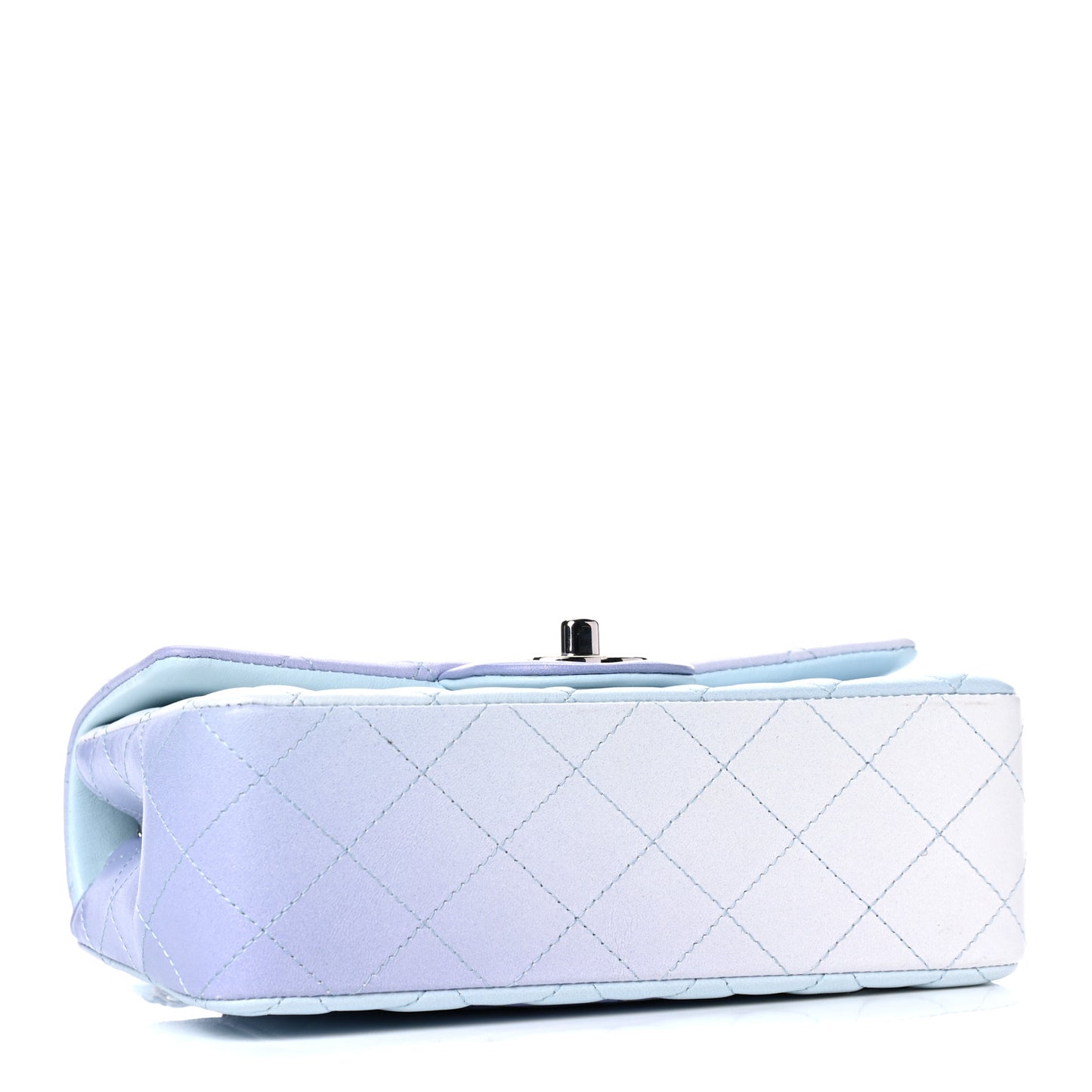 Perforated Lambskin Quilted Mini Rectangular Flap Light Blue Light Purple White