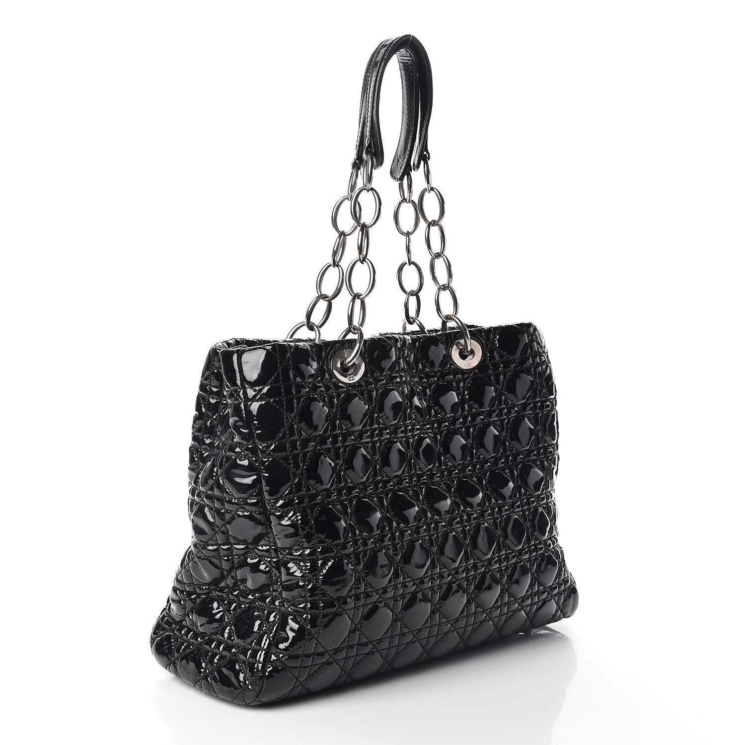 Christian Dior Patent Cannage Large Dior Soft Shopping Tote Black 3 of 13