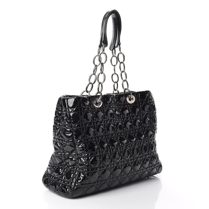 Christian Dior Patent Cannage Large Dior Soft Shopping Tote Black 3 of 13