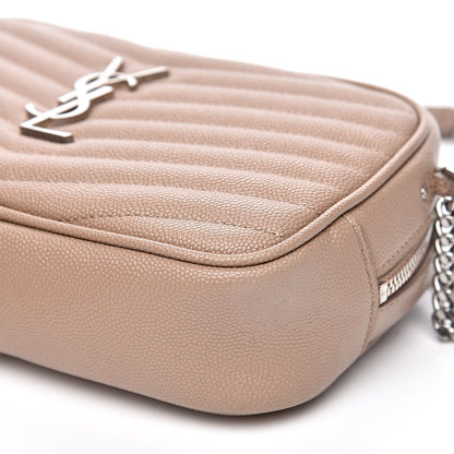 Saint Laurent Grain De Poudre Matelasse Monogram Mini Lou Camera Bag Dark Beige 9 of 13