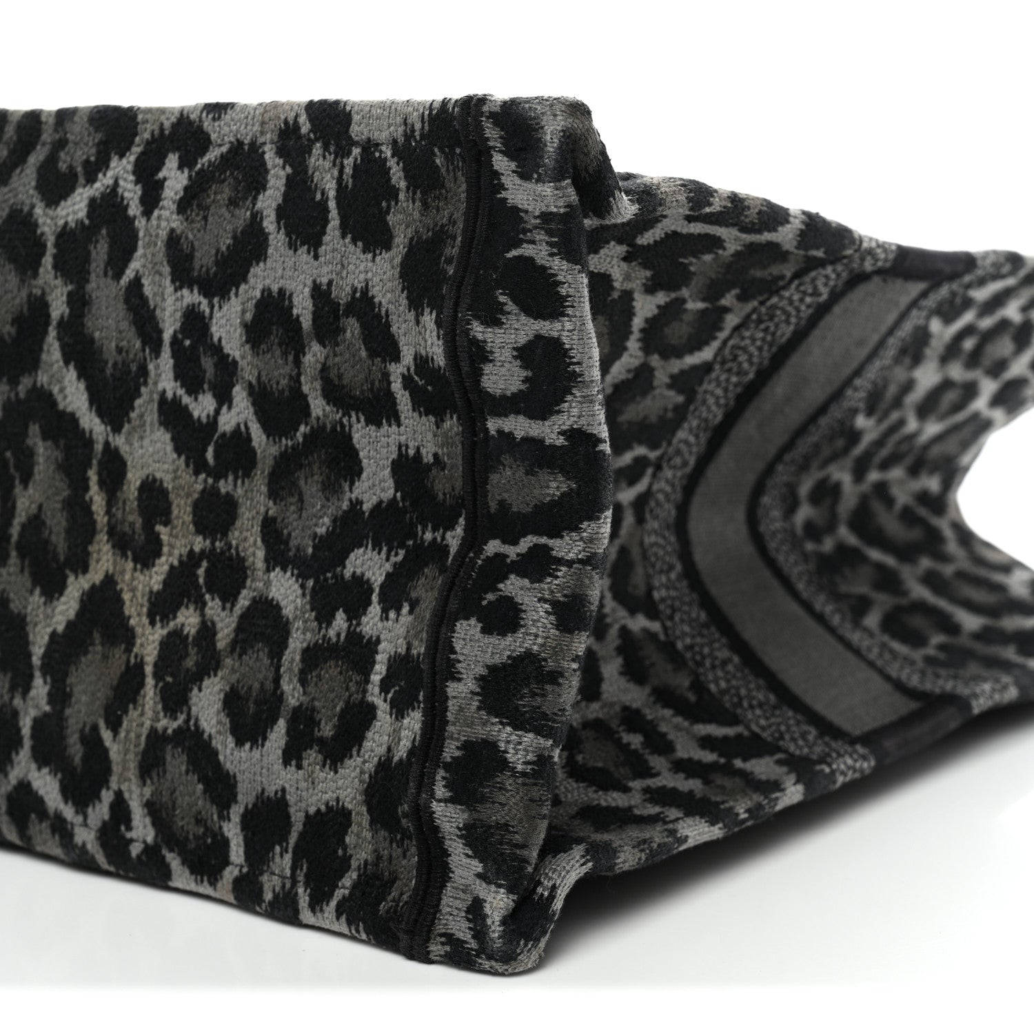 Christian Dior Canvas Mizza Embroidered Large Leopard Book Tote Grey 10 of 15