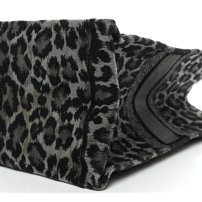 Christian Dior Canvas Mizza Embroidered Large Leopard Book Tote Grey 10 of 15