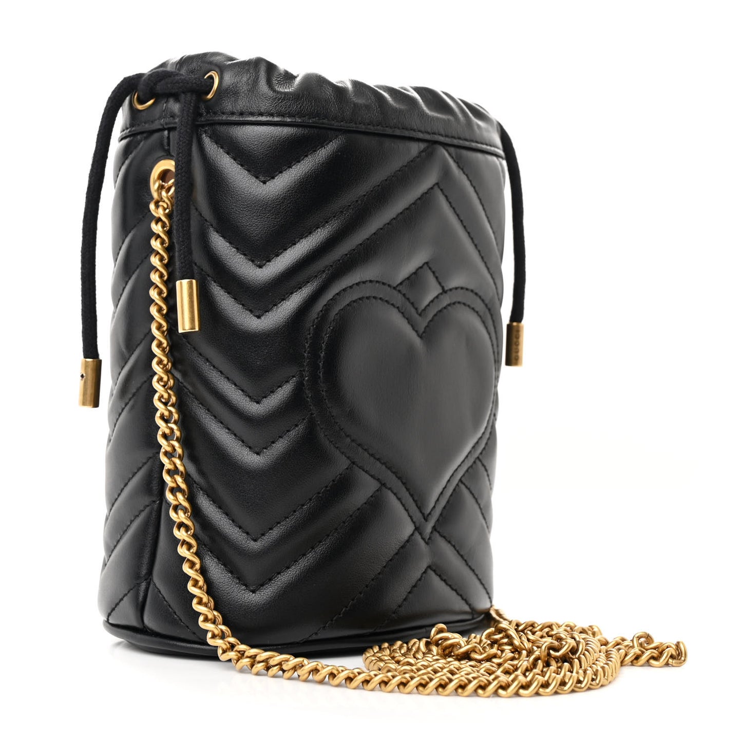 Calfskin Matelasse Mini GG Marmont 2.0 Bucket Bag Black