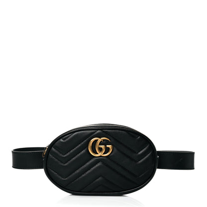 Gucci Calfskin Matelasse GG Marmont Belt Bag 85 34 Black 1 of 13