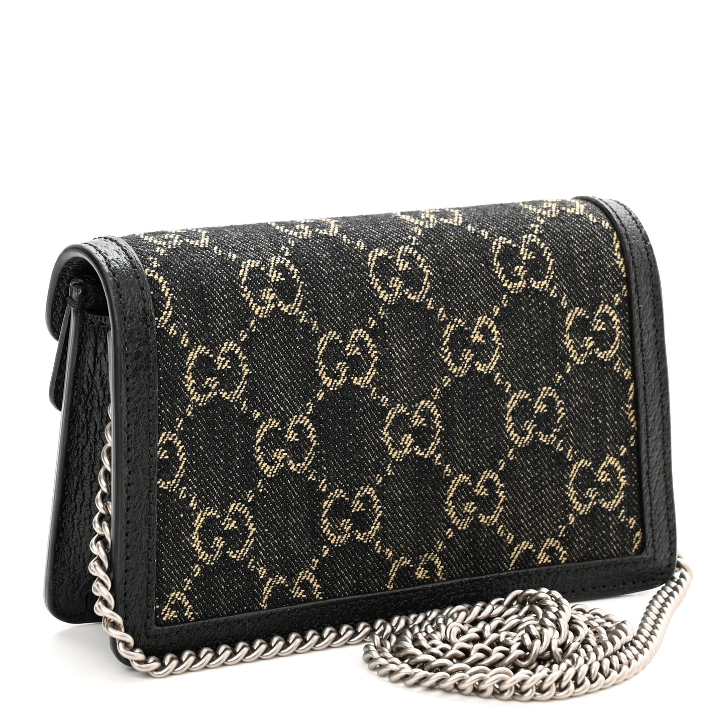 Jacquard Black Denim GG Monogram Super Mini Dionysus Shoulder Bag Black Ivory