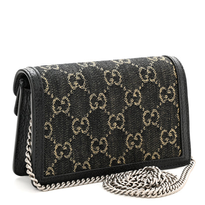 Gucci Jacquard Black Denim GG Monogram Super Mini Dionysus Shoulder Bag Black Ivory 3 of 9