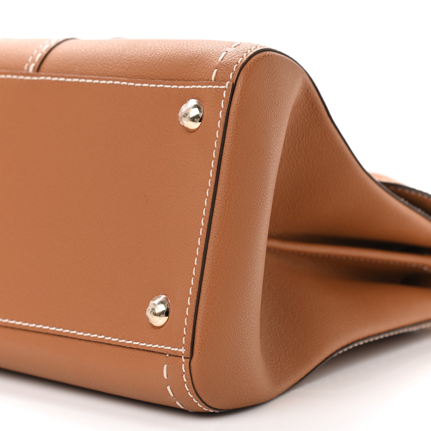 Grained Calfskin Rodeo Surpique MM Brillant Satchel Vegetal Ivory