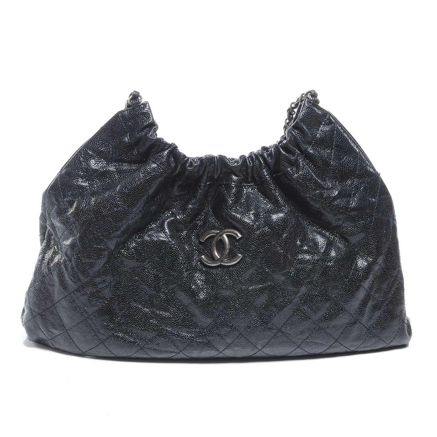 Caviar Quilted Large Elastic Tote Black