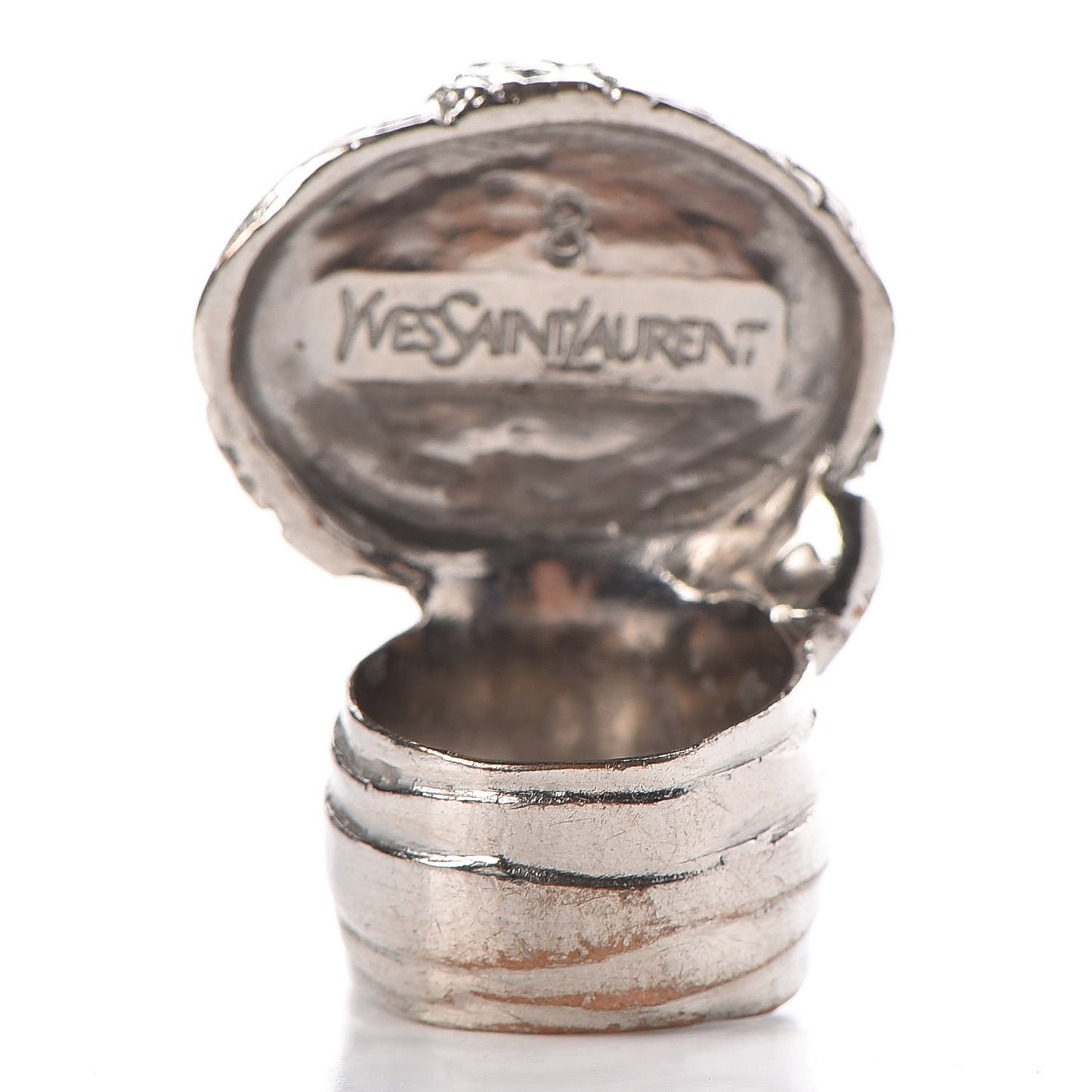 Glass Cabochon Arty Ovale Ring 8 Silver Pink
