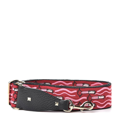 Valentino Garavani Canvas Lipstick Embroidered Rockstud Guitar Strap Multicolor 1 of 3