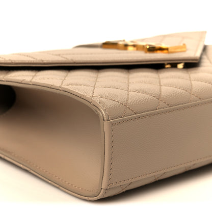 Saint Laurent Grain De Poudre Textured Mixed Matelasse Medium Triquilt Monogram Satchel Dark Latte 10 of 12