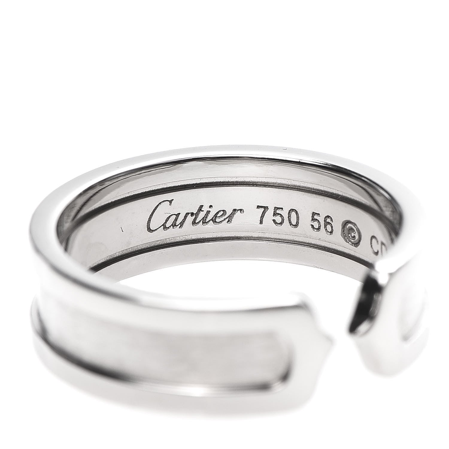 Cartier 18K White Gold 6.5mm C De Ring 56 7.5 5 of 5