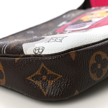 Louis Vuitton Monogram 2019 Christmas Animation Mini Courchevel Pochette Accessories Fuchsia 9 of 11