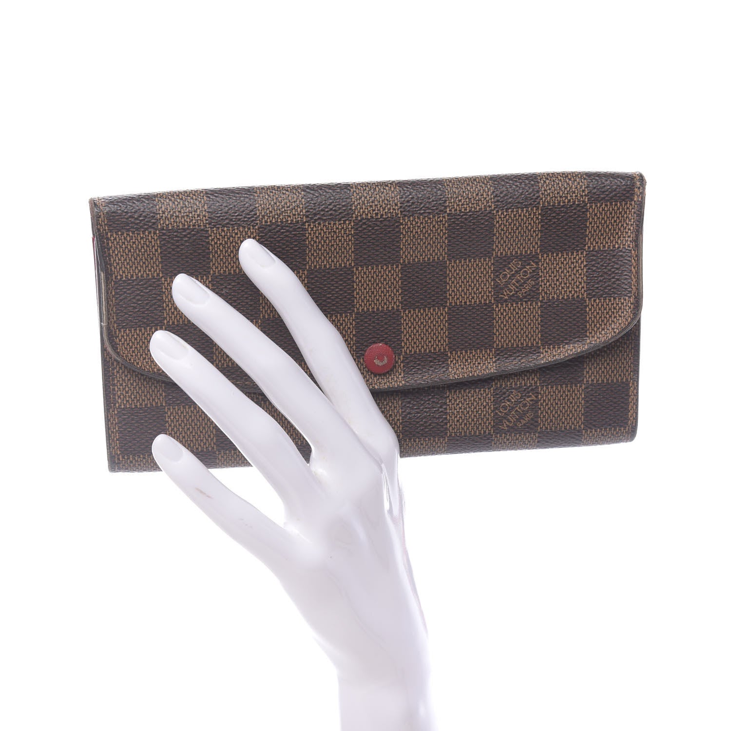 Louis Vuitton Damier Ebene Emilie Wallet Red 2 of 11
