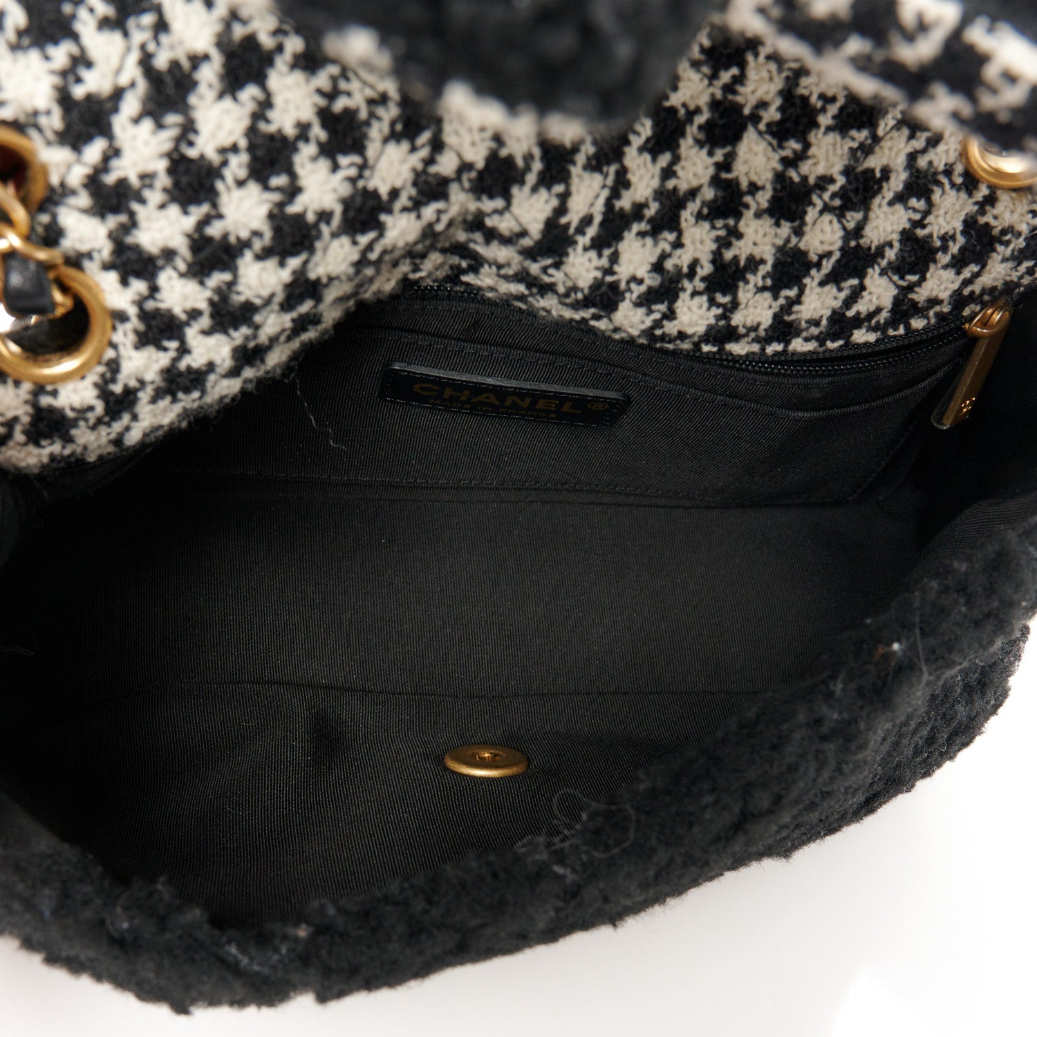 Chanel Shearling Sheepskin Tweed Quilted Single Flap Black 5 of 11