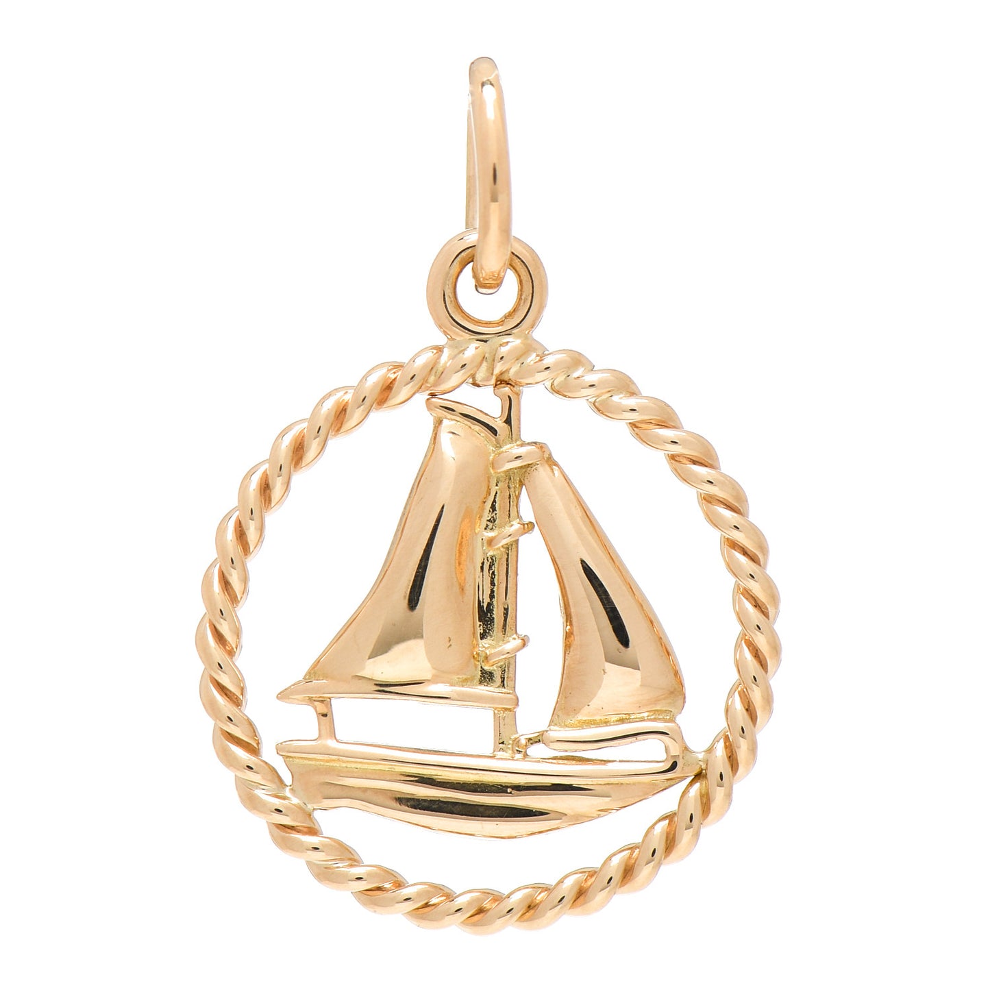 18K Yellow Gold Sailboat Twist Charm