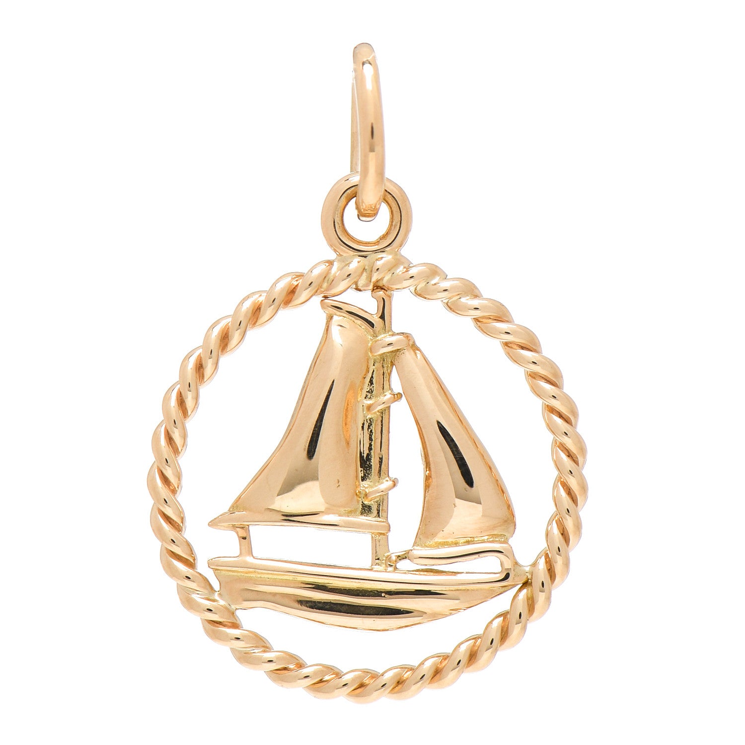 Tiffany 18K Yellow Gold Sailboat Twist Charm 1 of 3