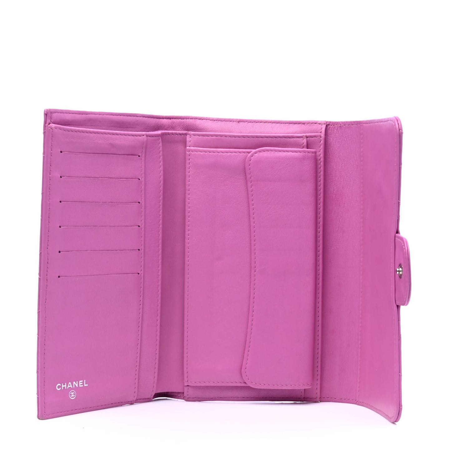 Lambskin Quilted Large Flap Wallet Violet