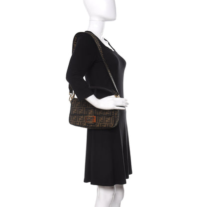 Fendi Fabric Jacquard FF 1974 Medium Baguette Tobacco Moro Black 2 of 10