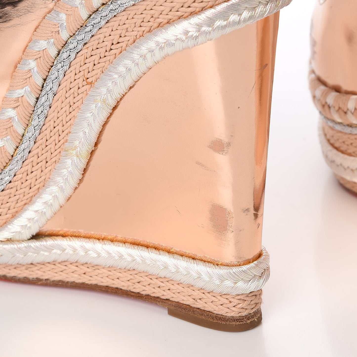 Specchio Calfskin Tresse Santa Maria 140 Wedges 37.5 Nude